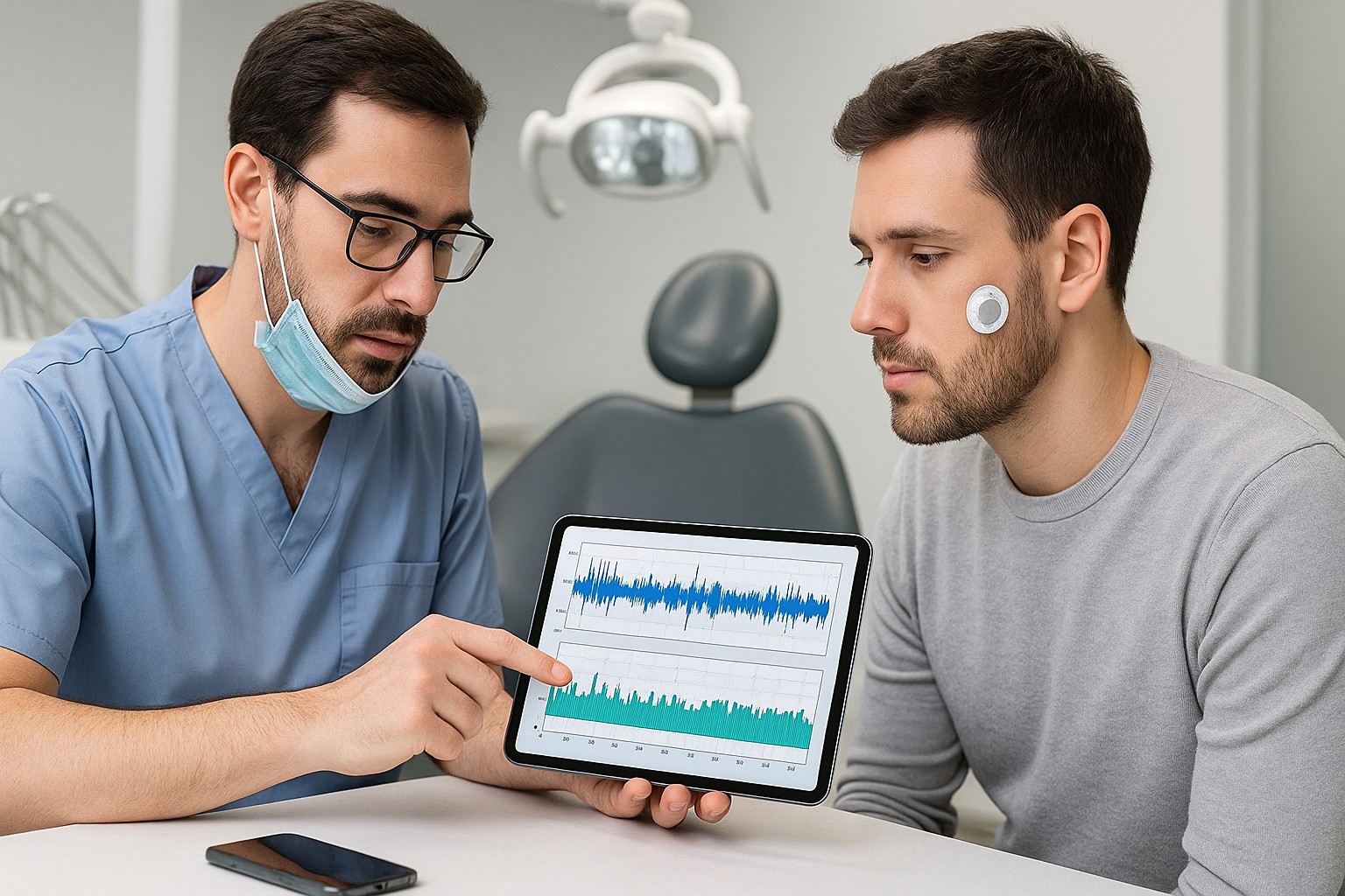 Bruxismo monitorado em casa: dados do sono que guiam sua conduta