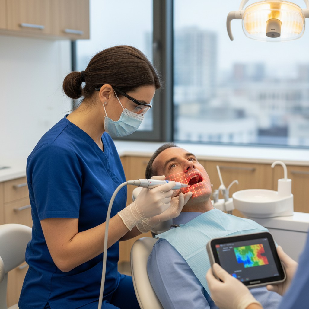 Circulação que orienta: perfusão peri‑implantar em tempo real