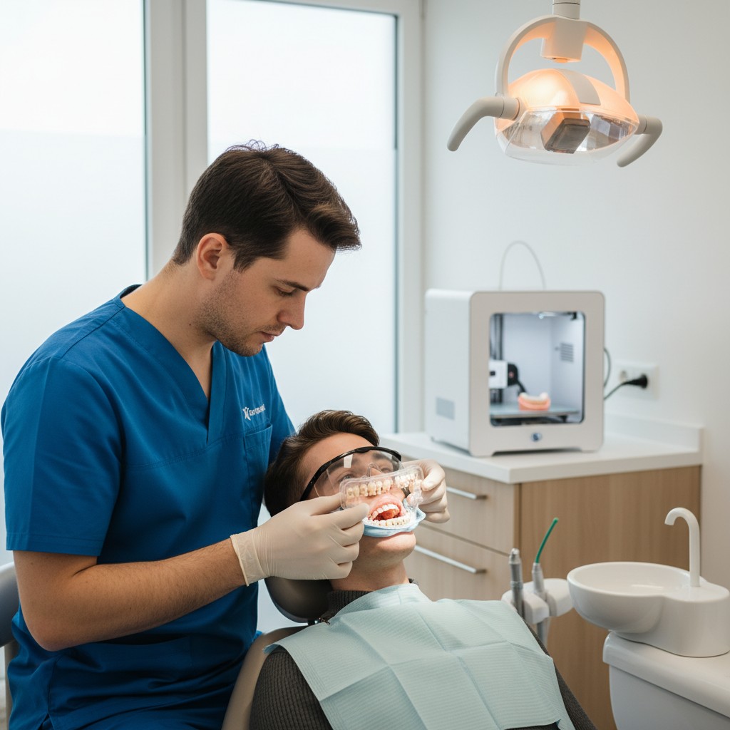 Colagem ortodôntica 3D e adesivos inteligentes: precisão que acelera a clínica