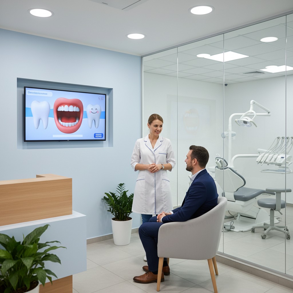 Sinalização digital odontológica: telas que educam e aumentam adesão
